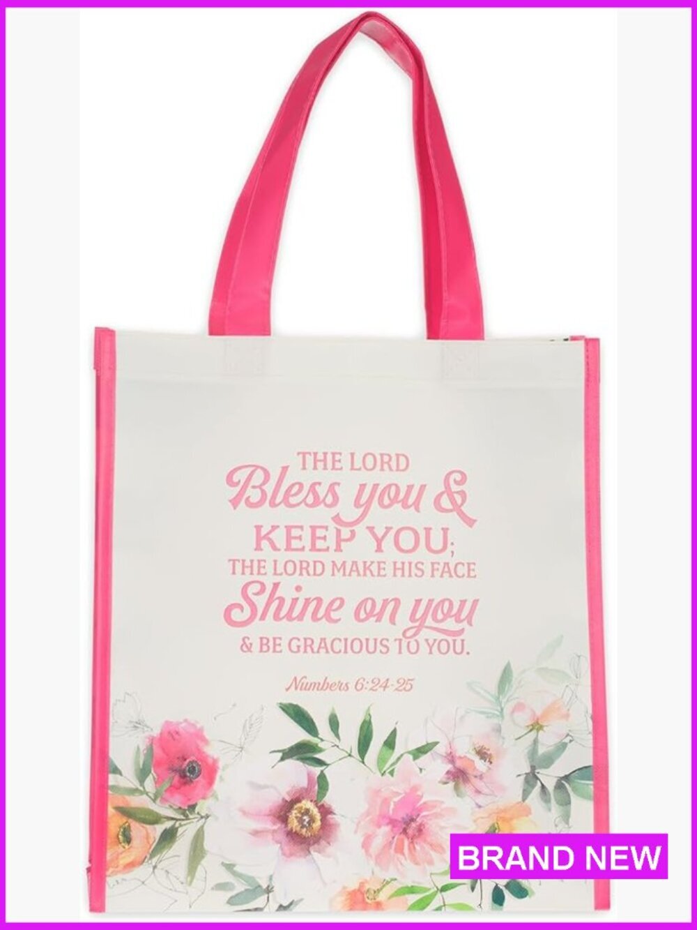 Reusable Shopping Tote Bag Tote Scripture Verse Floral Tote Grocery Bag